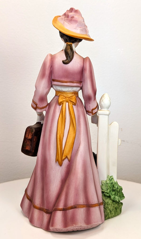 1983 Avon Mrs. Albee Award Porcelain Figurine - Fence and Terrier - Like New, No Box - Avon Presidents Club Award 1983