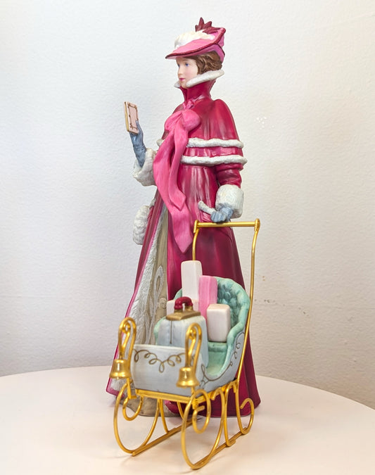 1989 Avon Mrs. Albee Award Porcelain Figurine - Christmas Sleigh - Like New, No Box - Avon Presidents Club Award 1989
