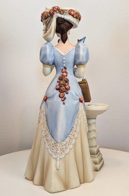 1998 Avon Mrs. Albee Award Porcelain Figurine - Birdbath - Like New, No Box - Avon Presidents Club Award 1998