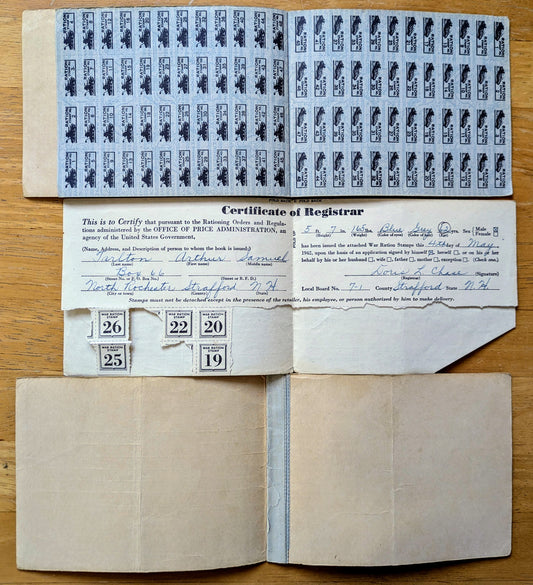 1942-43 World War II Ration Book Full Set - Books 1, 2, 3 - All Same Person - 1942 Vintage War Ration Booklet Complete Set of Three
