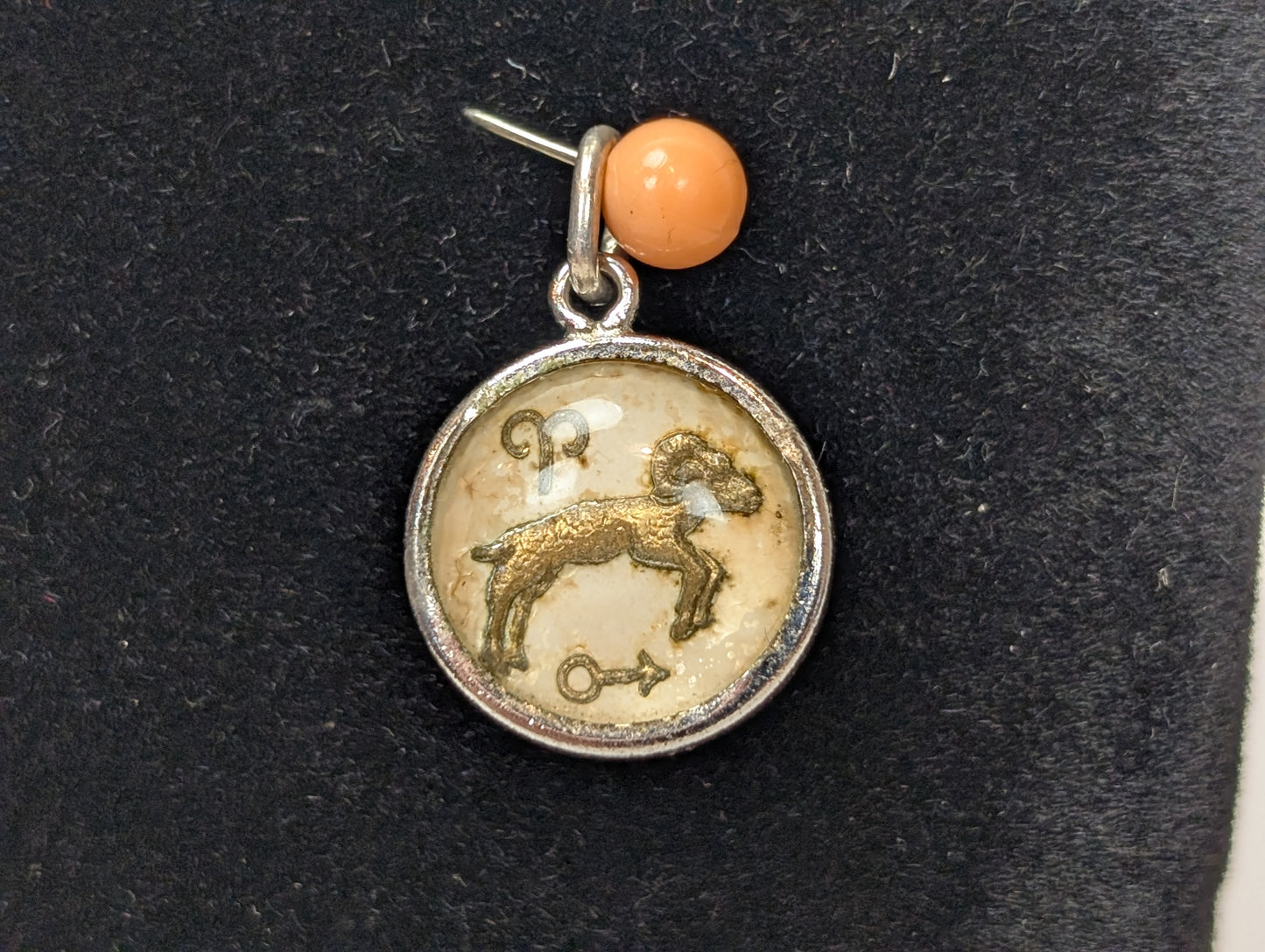 Sterling Silver Lucite Aries Pendant - Tested Sterling Silver - Astrology Pendant