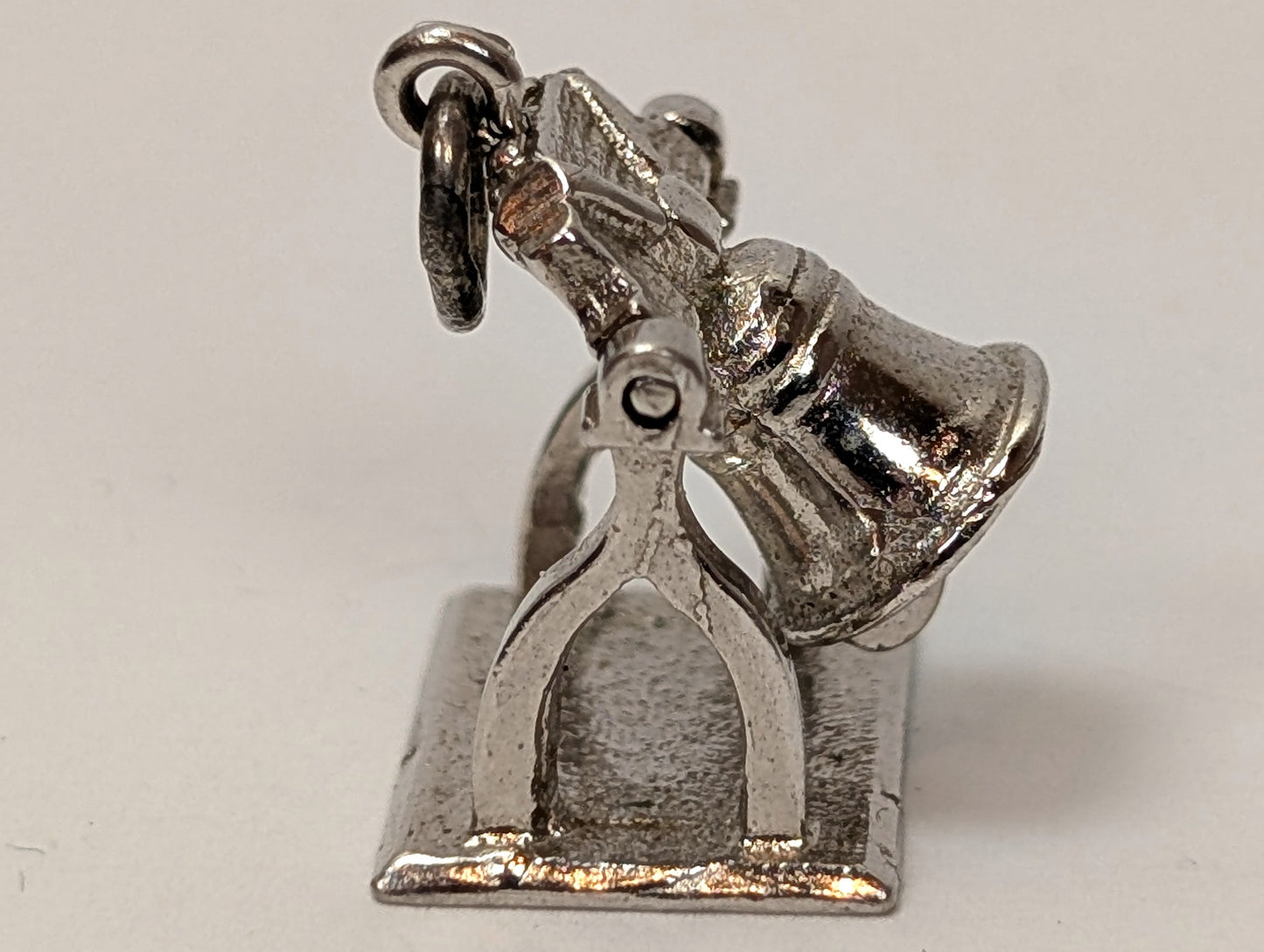 Antique 1950s Sterling Silver Liberty Bell Moveable Charm - Vintage 3D Philadelphia Souvenir Liberty Bell Sterling Pendant