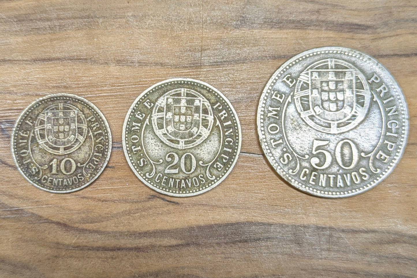 1929 Portuguese Saint Thomas and Prince Island Centavos Set - 50, 20, and 10 Centavos - Republica Portugesa São Tomé and Príncipe - Low Mintage, Below 400,000 Minted -