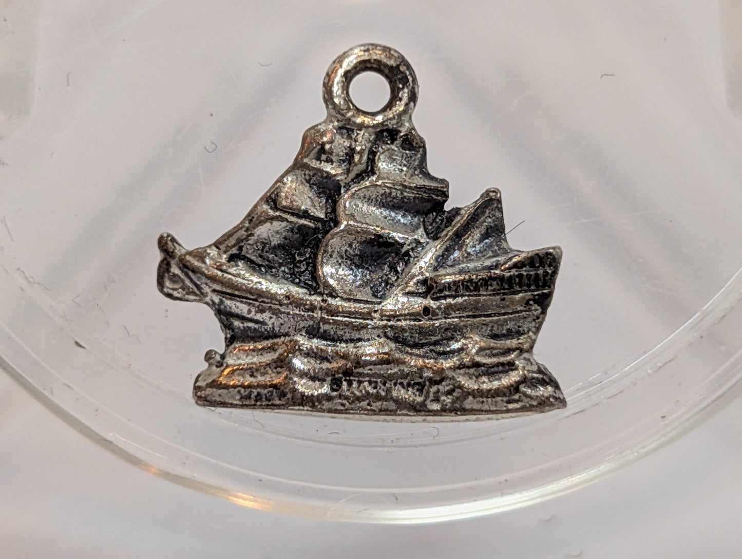 Silver Mayflower Ship Charm - Stamped and Tested Sterling Silver - Protestant Charm - 1620 - Plymouth Rock