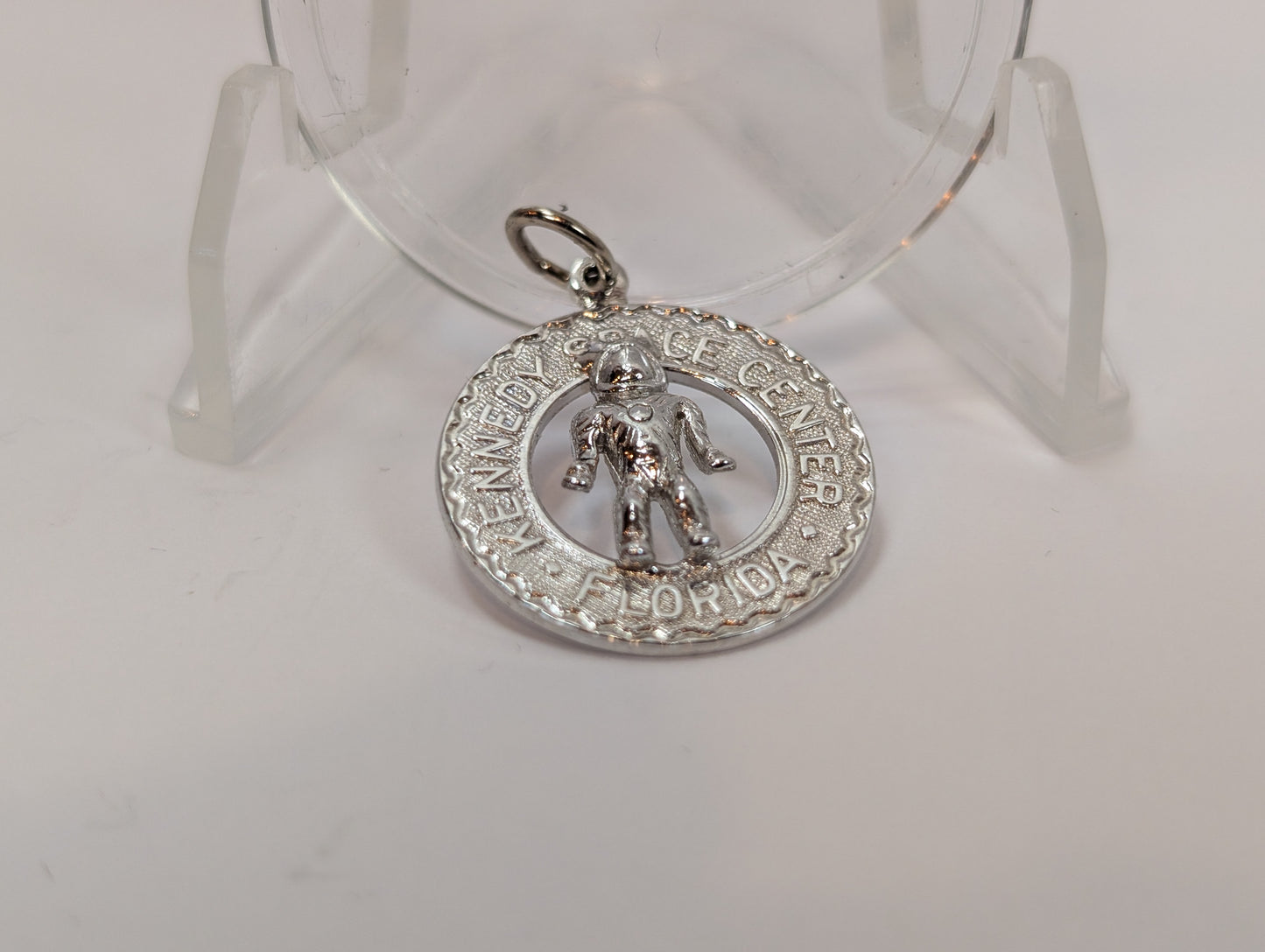 Silver Kennedy Space Center Charm - Stamped and Tested Sterling Silver - Astronaut Charm