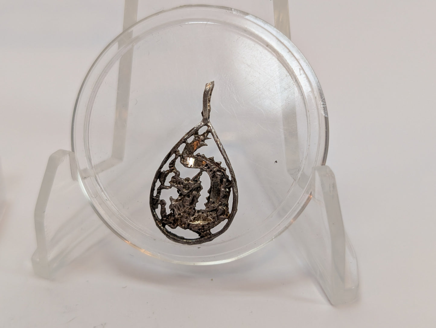 Chinese Dragon Teardrop Charm - Tested Sterling Silver - Mythical Dragon Serpent