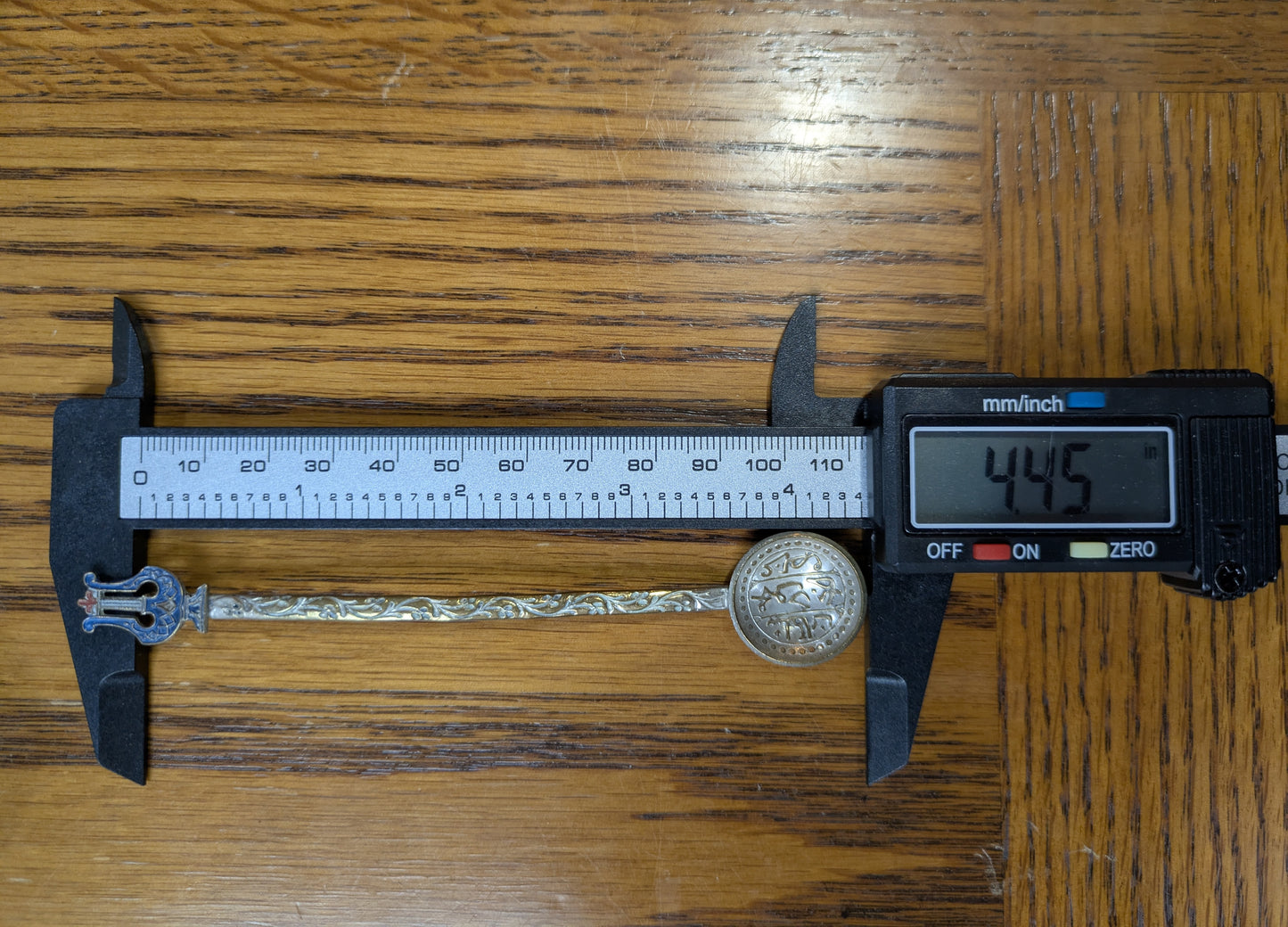 Eastern Islamic Mughal Coin Blue Lyre Fleur De Lis Spoon - Tested Silverplate - Umayyad Caliphate - Islamic Antiques