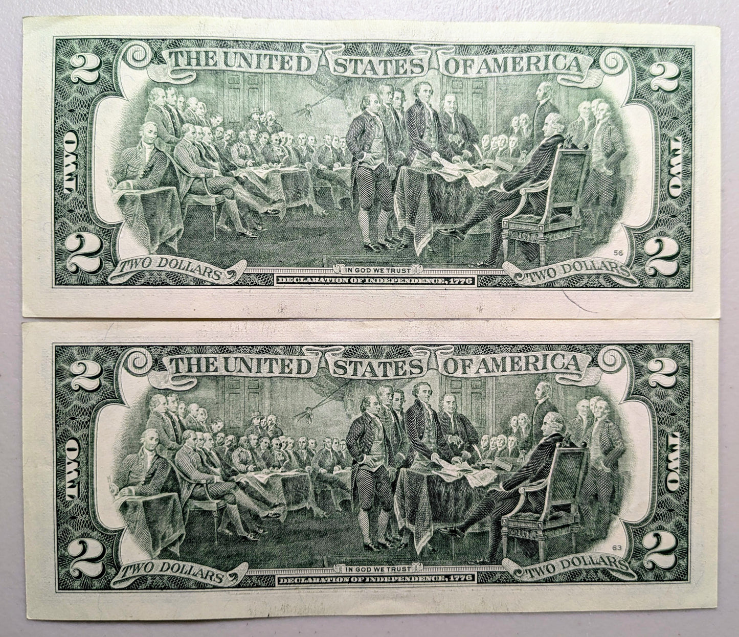 2013 Consecutive fancy Serial Pair of 2 Dollar Notes - Bookend Pattern Serial - 2013 Two Dollars Sequential Serial Notes - Fr.1940-F