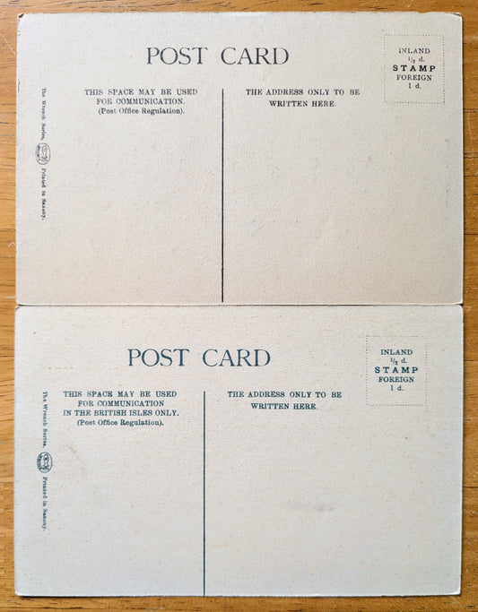 Lot of 2 1910s Wrench Series London Sights Postcards - Trafalgar Square and Tower of London - Antique Lithograph British Postcards