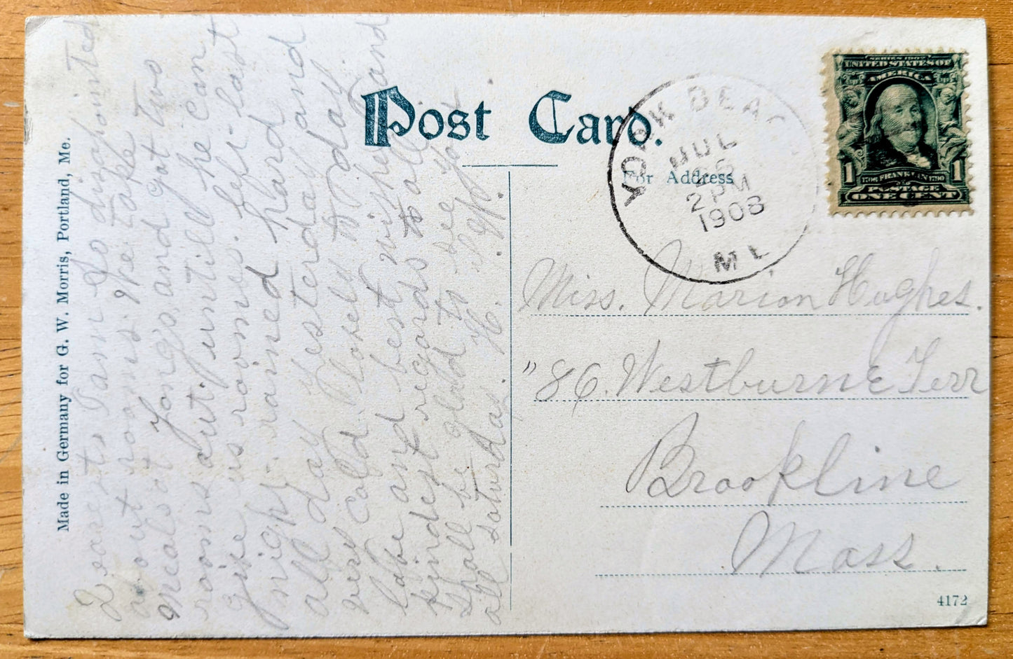 1908 The Nubble Light York Maine Postcard - Made in Germany - Antique Chromo Lithograph Lighthouse York ME Postcard