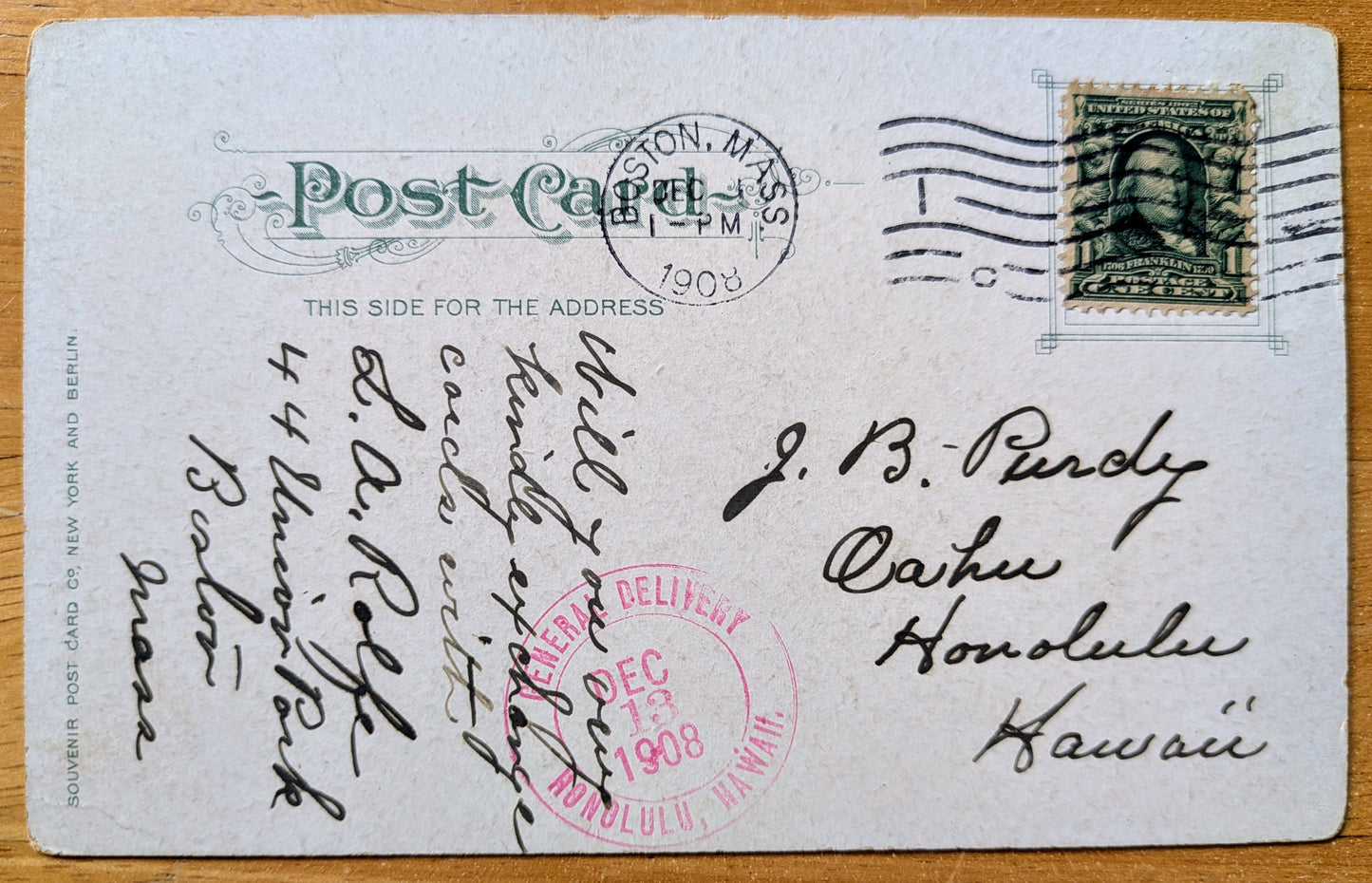 1908 Old State House, Boston, Massachusetts Postcard - Souvenir Post Card Co. - Antique Chromo Lithograph Boston MA Postcard