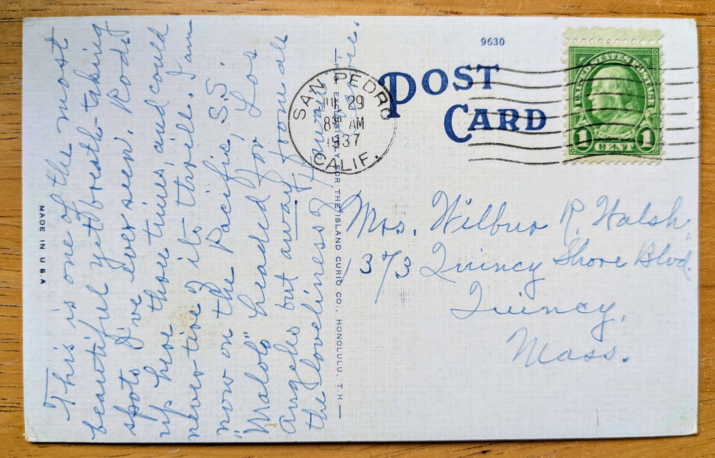 1937 Nuuanu Pali, Honolulu, Hawaii Linen Postcard - Chromo Lithograph - Antique Honolulu Hawaii Postcard