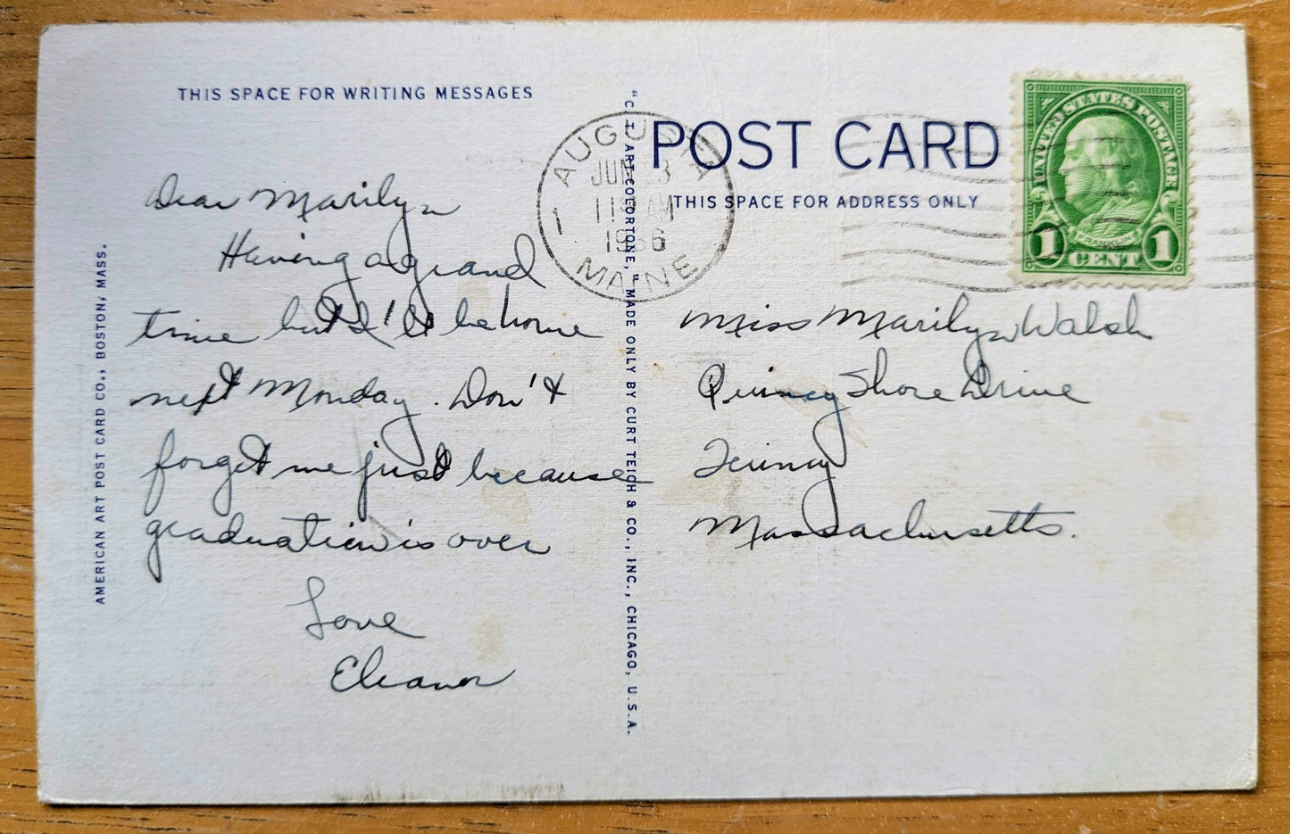 1936 Mt Katahdin Above the Clouds Maine Linen Postcard - Chromo Lithograph - Antique Maine Mountains Postcard