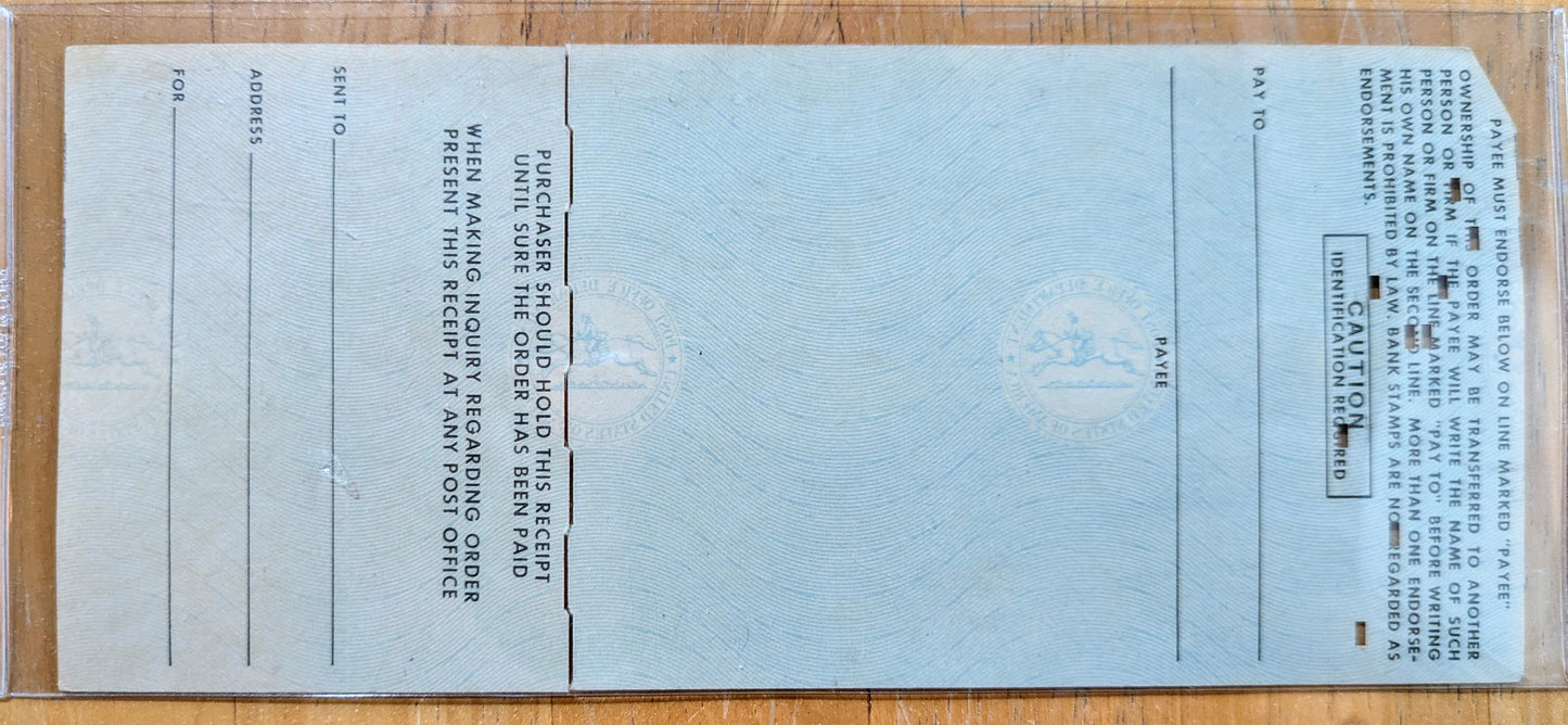 1957 U.S. Postal Service Money Order Check - North Salem NH Stamp - Full Check and Receipt - 1957 Salem New Hampshire Post Office Check