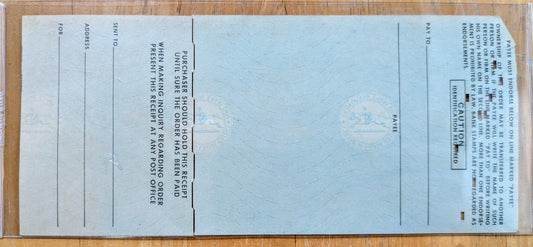 1957 U.S. Postal Service Money Order Check - North Salem NH Stamp - Full Check and Receipt - 1957 Salem New Hampshire Post Office Check