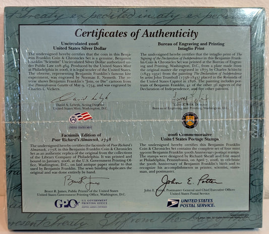 2006 United States Mint Benjamin Franklin Coin & Chronicles Set - Commemorative 2006 U.S. Mint Benjamin Franklin Sealed Set