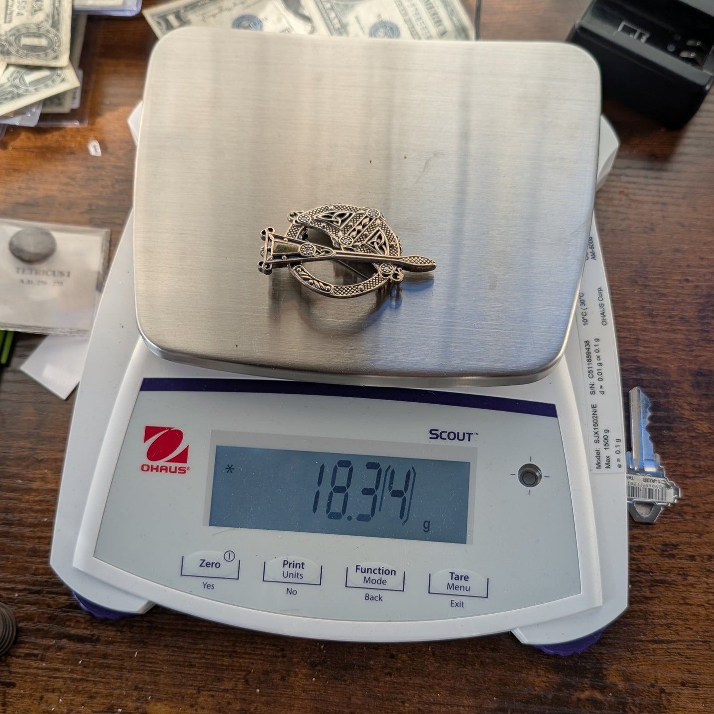 J.C. Walsh & Sons Sterling Silver Celtic Tara Brooch Connemara Marble QVC #J369946