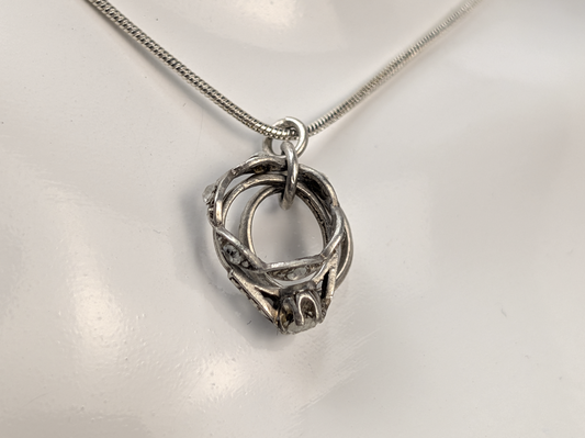 Vintage Sterling Silver Three Ring Bracelet Charm- Wedding Ring Trio Necklace Pendant