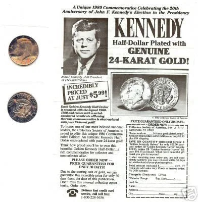 1977 JFK Half Dollar Commemorating 20th Anniversary - Commemorative Anniversary John F Kennedy Half Dollar