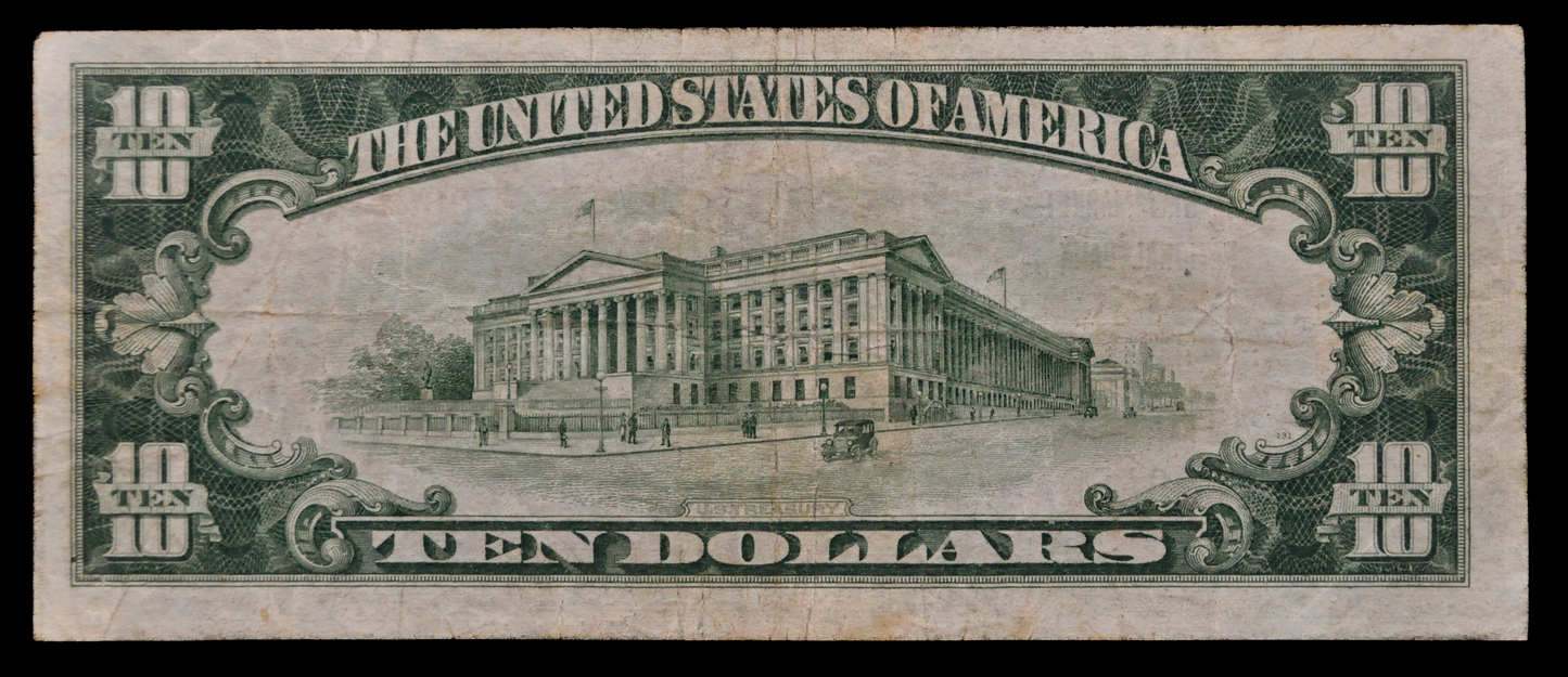 RARE 1929 Newmarket New Hampshire 10 Dollar National Currency Note - Type 1 - 1929 Brown Seal Ten Dollar NH Charter Note - Charter 1330