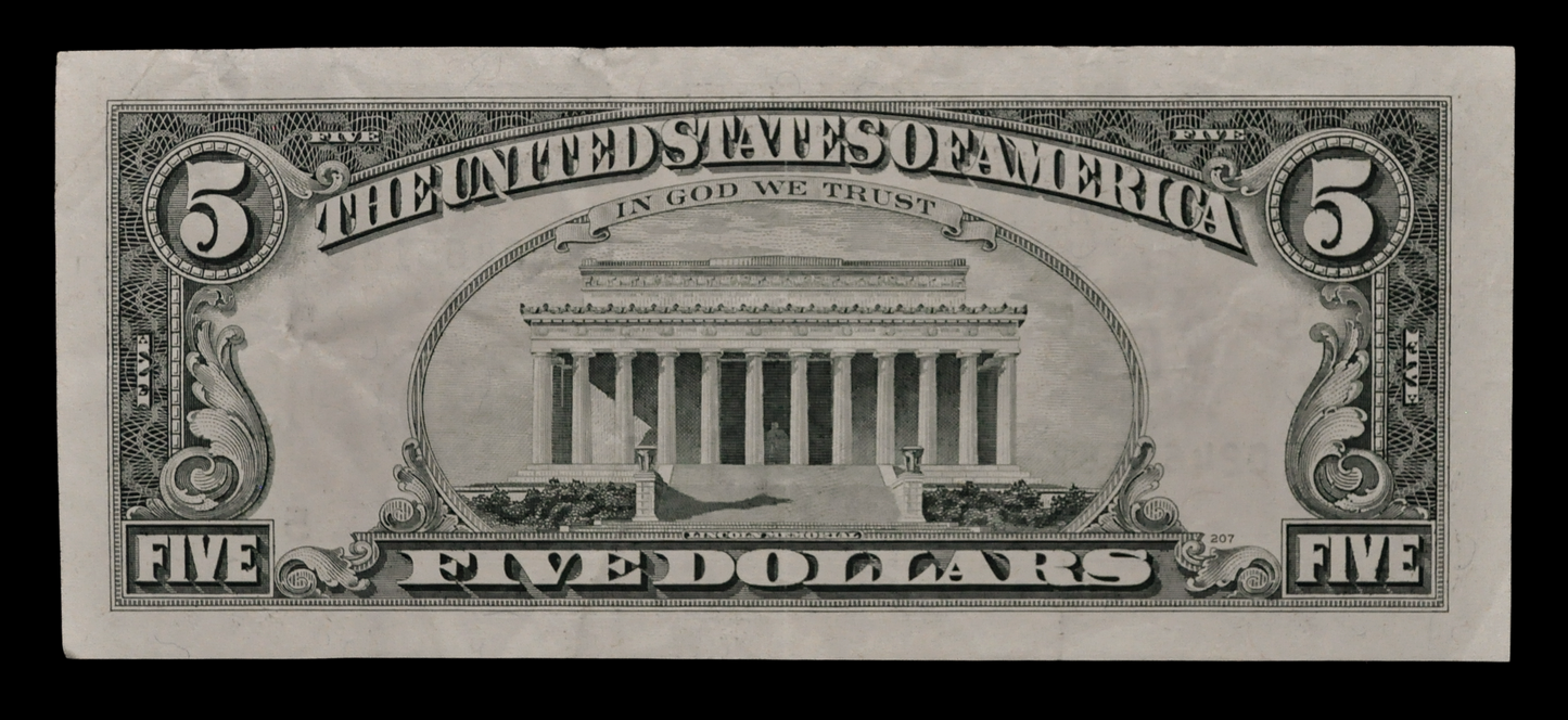 1993 US Federal Reserve 5 Dollar Star Note - Richmond (E) Issue - Extremely Fine (XF) - 1993 Green Seal Five Dollar Star Note - Fr.1982-E*