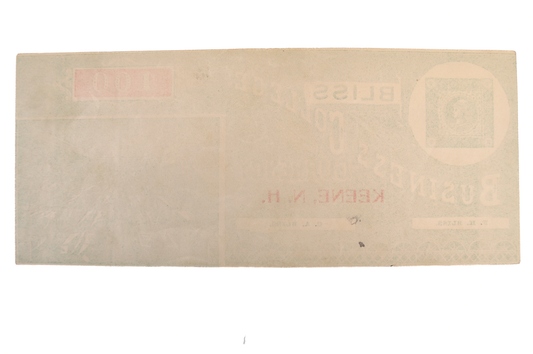 1890s Bliss Business College Currency 100 Dollar Note - Keene, NH - Almost Uncirculated (AU) - Bliss College One Hundred Dollars Trade Note