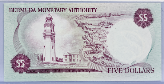 RARE 1978 Bermuda Monetary Authority 5 Dollar Note - A/1 Prefix, April 1st, 1978 - 1978 British Bermuda Five Dollar Note - P#29a