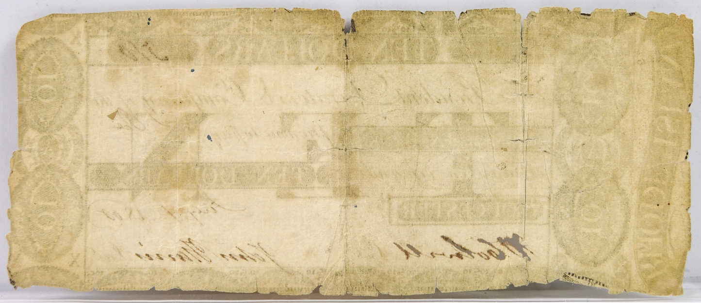1808 Farmers Exchange Bank 10 Dollar Rhode Island Obsolete Note - Rarer Early Obsolete Note- 1808 RI Ten Dollars Obsolete Banknote