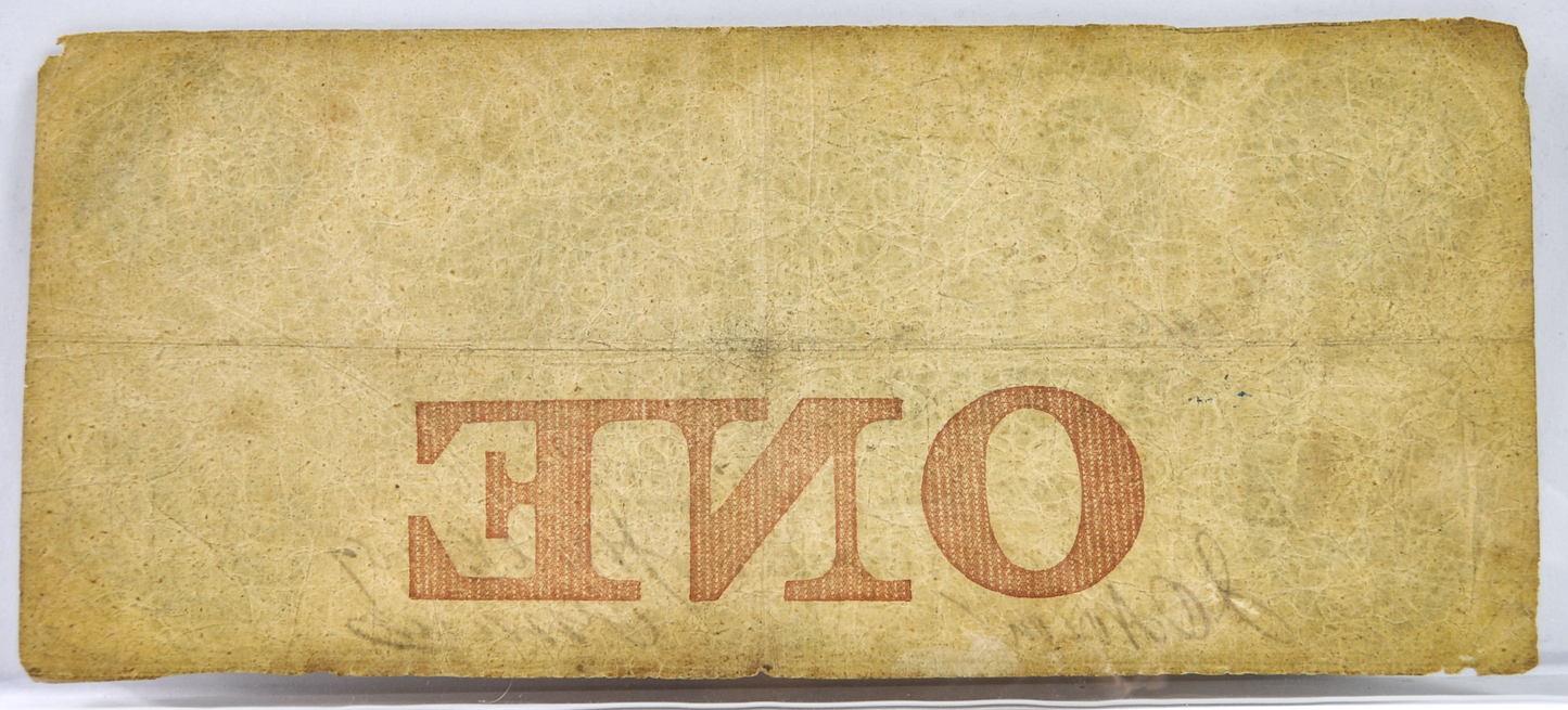 RARE 1857 Tiverton Bank 1 Dollar Rhode Island Obsolete Note - Rare Short-Lived Bank - 1857 RI Tiverton One Dollar Obsolete Note