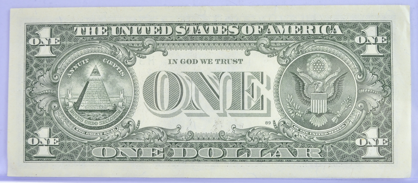 2021 Fancy Bookend Pattern Serial Number 1 Dollar Banknote - 30982309 - 2021 One Dollar Cool Serial Number Note - Fr.3007-H