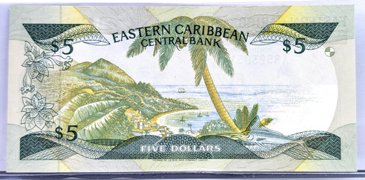 1985-88 (N.D.) East Caribbean States 5 Dollar Banknote - St. Vincent Issue - 1988 British Caribbean Five Dollars Note - P#18v