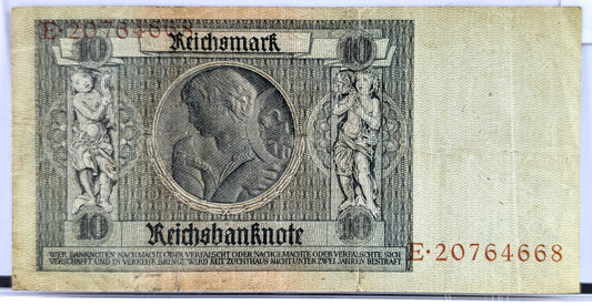 1929 10 Reichsmark German Bank Note - 1929 Reichsbanknote Reichsmark Note - Choice of Grade - 1929 Ten Reichsmark Note - P#180a