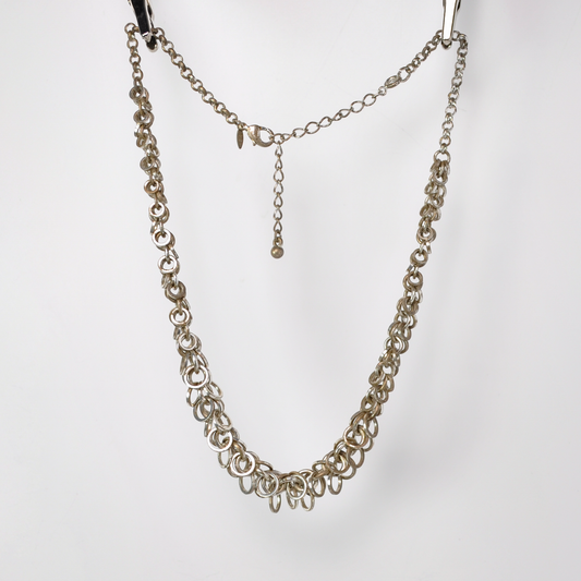Stunning Avon HR Silver-Tone Multi-Loop Cluster Bib Necklace - Vintage Avon HR Silver Toned Jump Ring Bib Necklace