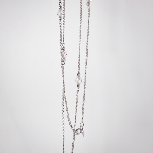 Stunning Avon Silver-Tone Crystal Faceted Station Necklace - Vintage Stackable Silver Toned Versatile Avon Necklace