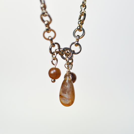Vintage Avon x Nina Ricci Gold Tone Rolo Chain Gemstone Cluster Bracelet - 1990s Nina Ricci for Avon NR Signed Orange Gemstone Bracelet
