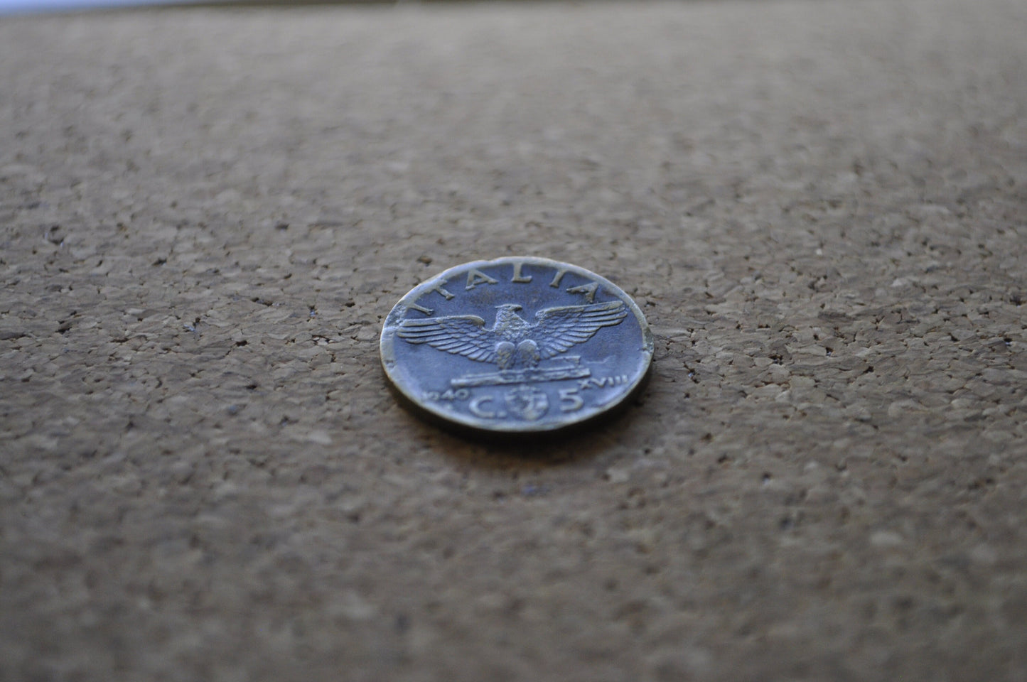 1940s 5 Cent Italian Coin - Victor Emmanuel III - WWII Era Italy Coin