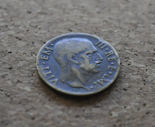 1940s 5 Cent Italian Coin - Victor Emmanuel III - WWII Era Italy Coin