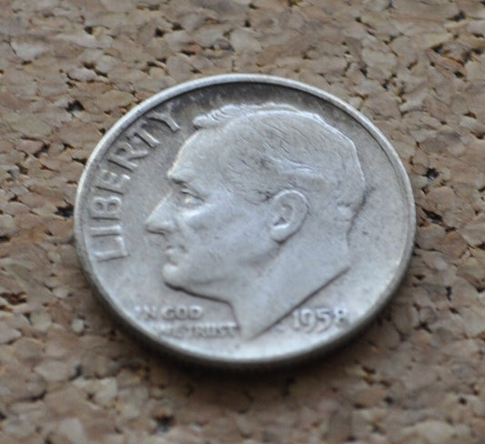 1958 P and D Roosevelt Silver Dimes - Choose Mint and Grade - Roosevelt Dime 1958 P, 1958 D Dime - Circulated & Uncirculated Dimes
