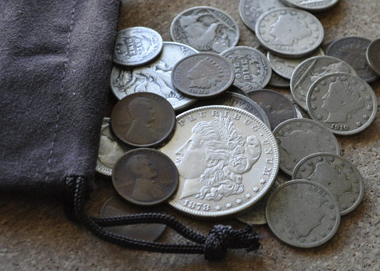 Ultimate Bag of US Coins - Morgan Silver Dollars - Silver Dimes, Half Dollars, Quarters - Buffalo / V Nickels, Indian Head & Wheat Cents