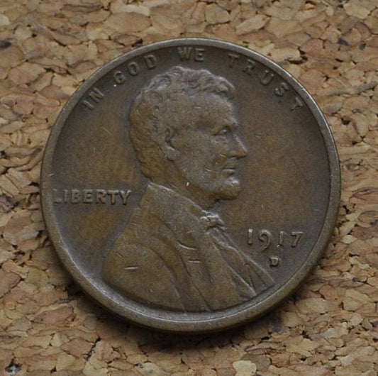 1917-D Wheat Penny - Choose by Grade - Denver Mint - World War I Era Coin - 1917 D Wheat Cent - Good Date and Mint