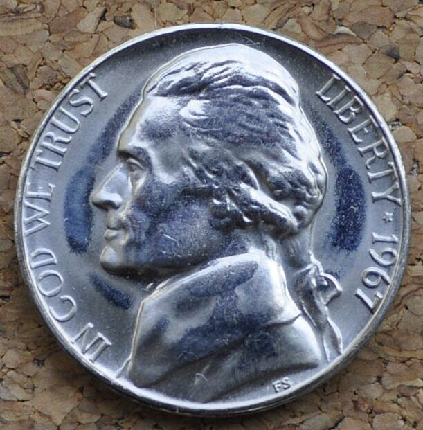 1967 Jefferson Nickel - BU (Uncirculated) Condition - Full Mint Luster - Beautiful coin for a collection - 1967 P Nickel - 1967 P Jefferson