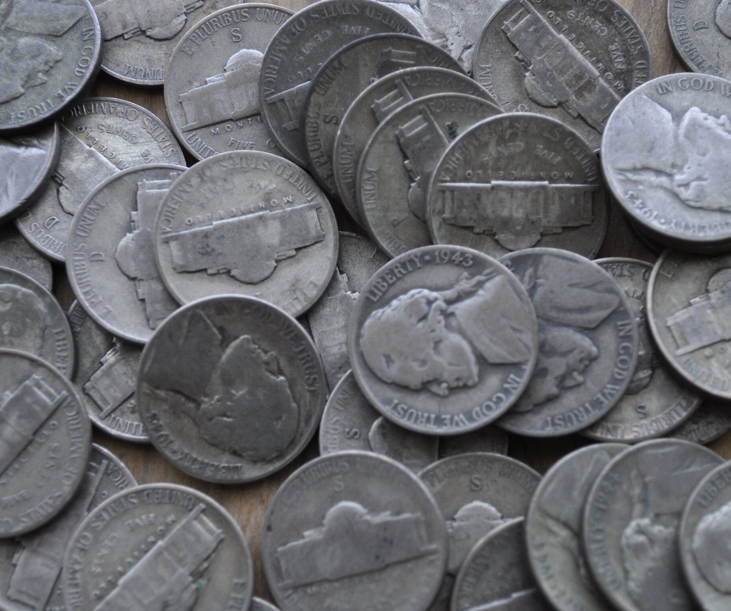 War Nickels 1942 - 1945 35% Silver Jefferson Nickels - Silver War Nickels - Silver Nickels - Circulated Conditions - WWII Nickels