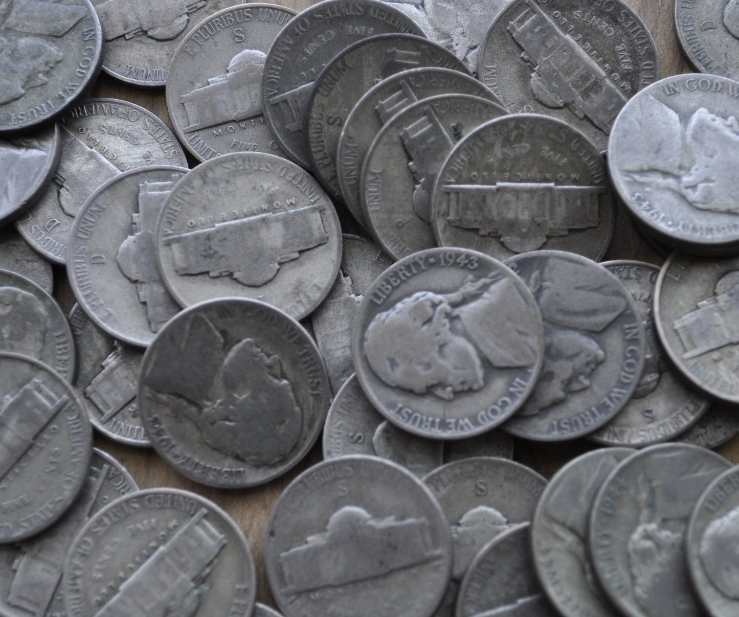 War Nickels 1942 - 1945 35% Silver Jefferson Nickels - Silver War Nickels - Silver Nickels - Circulated Conditions - WWII Nickels