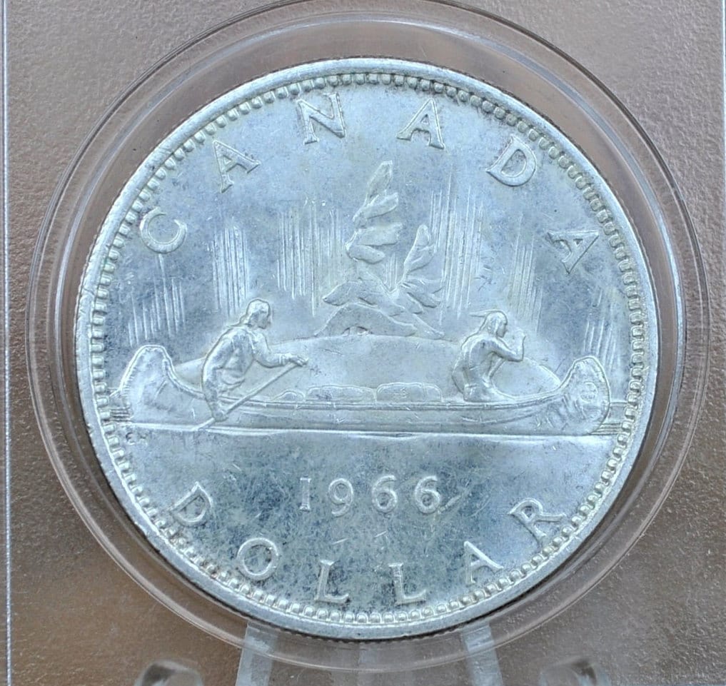 1966 Canadian Silver Dollar - Canoe Silver Dollar - 80% Silver
