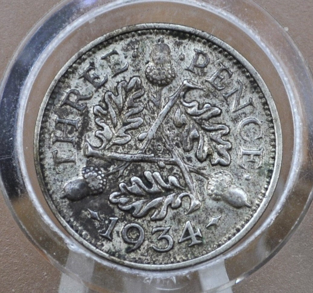 1928-1936 Great Britain Silver 3 Pence Silver - VF/XF Grades Conditions - King George - UK 3 Pence Great Britain Three Pence 50% Silver