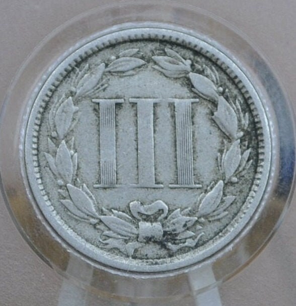 1866 Three Cent "Nickel" Us Coin - Civil War Era - Great Condition - Vg To F (Very Good To Fine) Us 3 Cent Coins