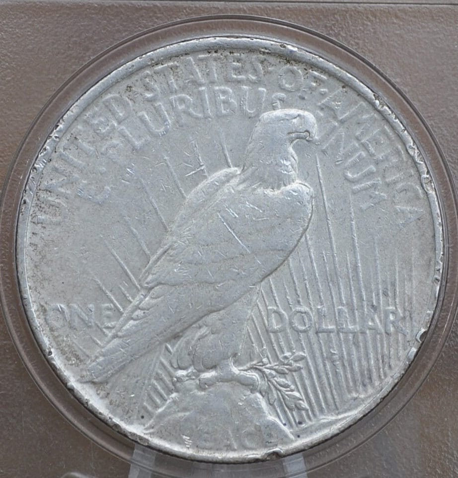 1927-D Peace Silver Dollar - VF (Very Fine) Detail, Some Rim Denting - Denver Mint - 1927 D Silver Dollar 1927D Peace Dollar Key Date