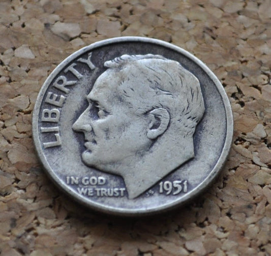 1951 PDS Roosevelt Silver Dimes - Choose Mint and Grade - Roosevelt Dime 1951 P, 1951 D Dime, 1951 S Dime - Circulated & Uncirculated Dimes