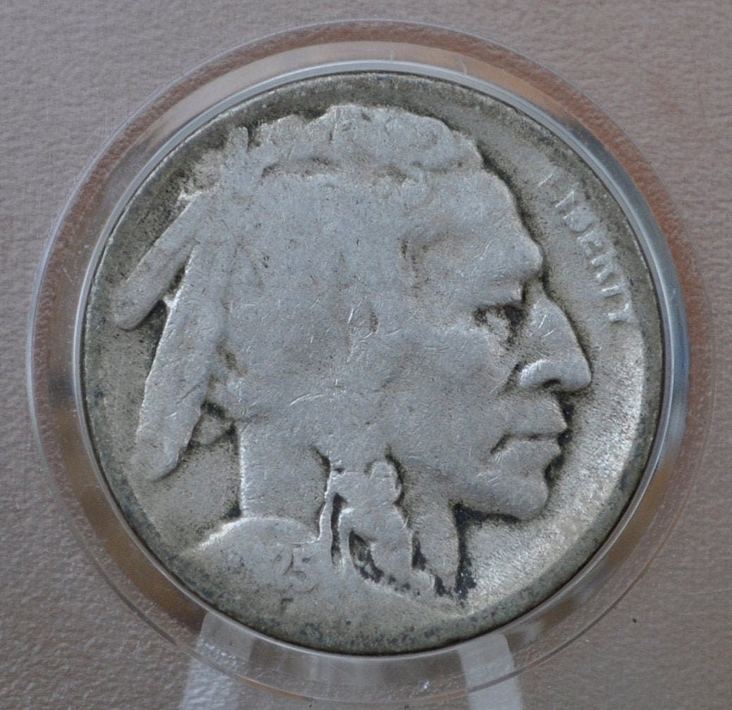 1925-D Buffalo Nickel - G (Good) Grade / Condition - Denver Mint - Vintage Us Coin - 1925D Buffalo Nickel Indian Head Nickel 1925 D