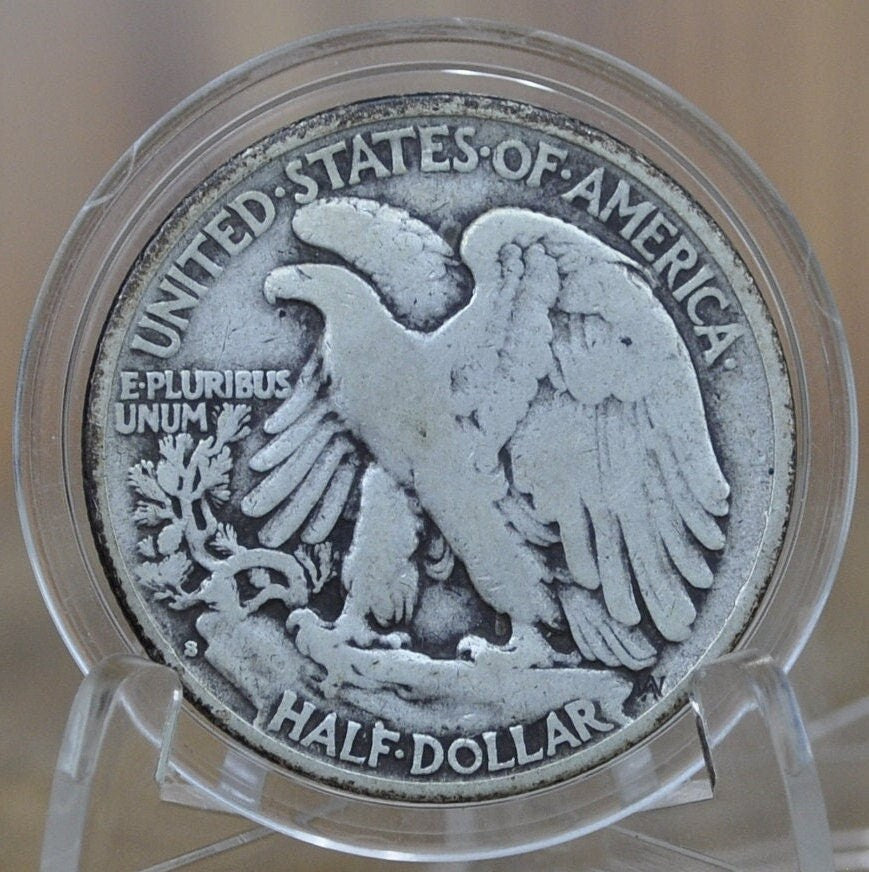 1940-S Walking Liberty Silver Half Dollar - F (Fine) Grade / Condition - Philadelphia Mint - 1940 S, 1940 P Liberty Walking as Pictured
